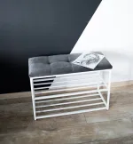 Купити Банкетка для взуття - Велюр (Сірий) - 60*30 см