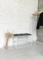 Купити Банкетка для взуття з каретною утяжка - Велюр