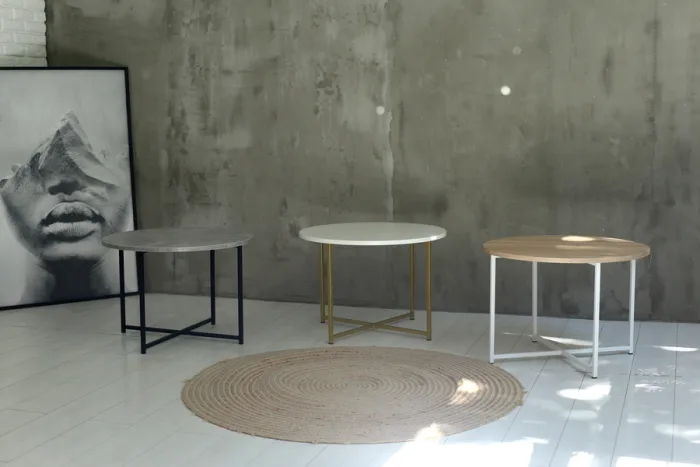 Купити Круглий журнальний столик Loft X – металеві ніжки | Салон Меблів Колібрі